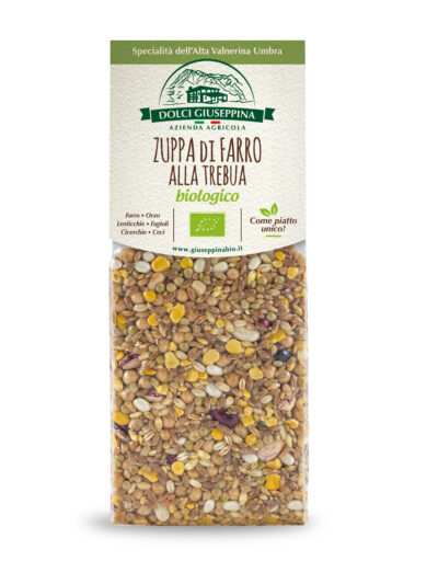 zuppa di farro alla trebua con farro semiperlato lenticchie orzo ceci cicerchie e fagioli da agricoltura biologica